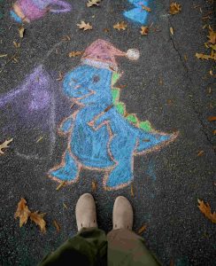 Dinosaur chalk drawing